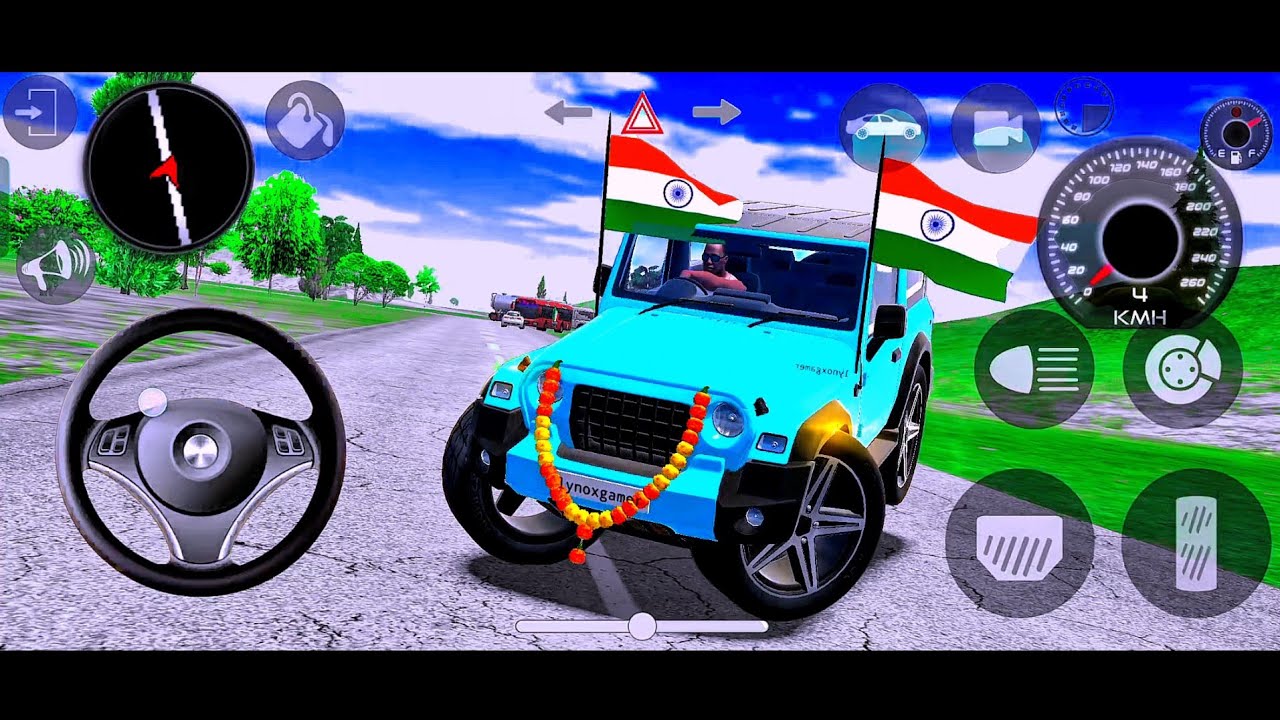 Modified Mahindra Thar 😈 Sky Blue Thar 🇮🇳 High Speed Road Drive(Gadi Wala Game)Car Game Android 2026