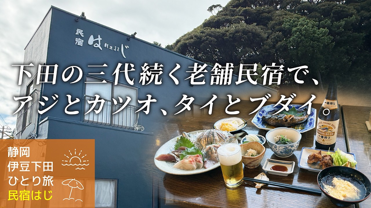 【静岡 伊豆下田 一人旅】開国の街 下田でボリュームたっぷりのアジ丼を食べ、自転車でペリーロードをまわり、三代続く民宿でおいしい刺身と日本酒を飲む旅