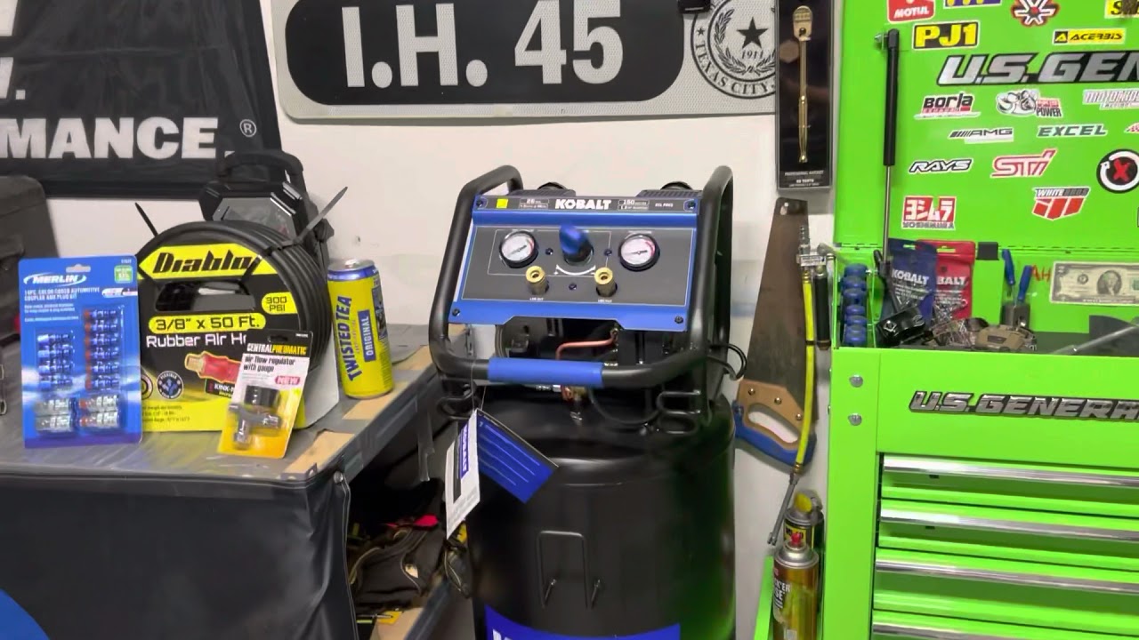 Kobalt 26 gallon air compressor - YouTube