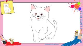 Dessin chat 3 - Comment dessiner un chat FACILEMENT etape par etape pour ENFANTS