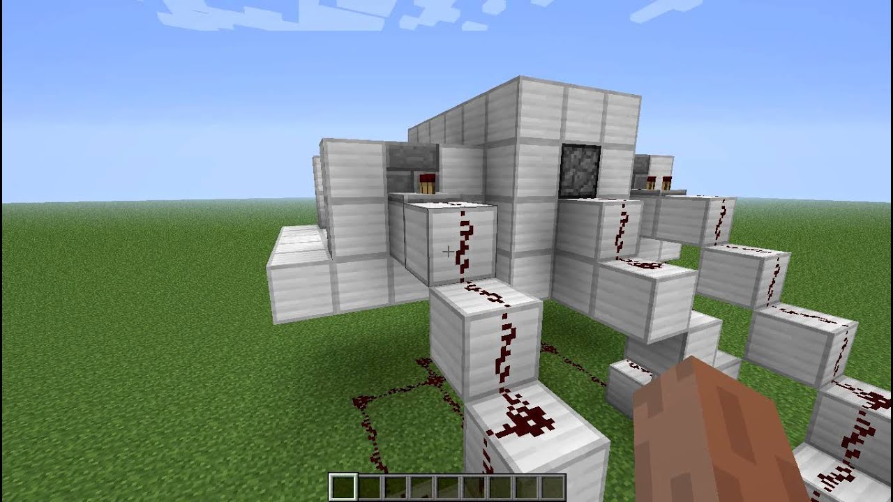 [Minecraft] Простая дверь на поршнях с кнопкой - YouTube