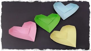 كيف تصنع قلب جميل من ورق Origami Heart Easy - Paper Heart