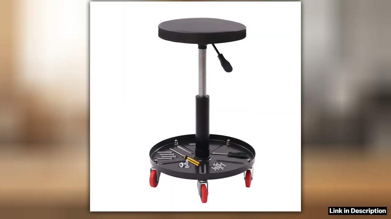 Adjustable Rolling Stool Chair Swivel with Tool Tray Car Repair Pneumatic Mechanic Roller Seat for
