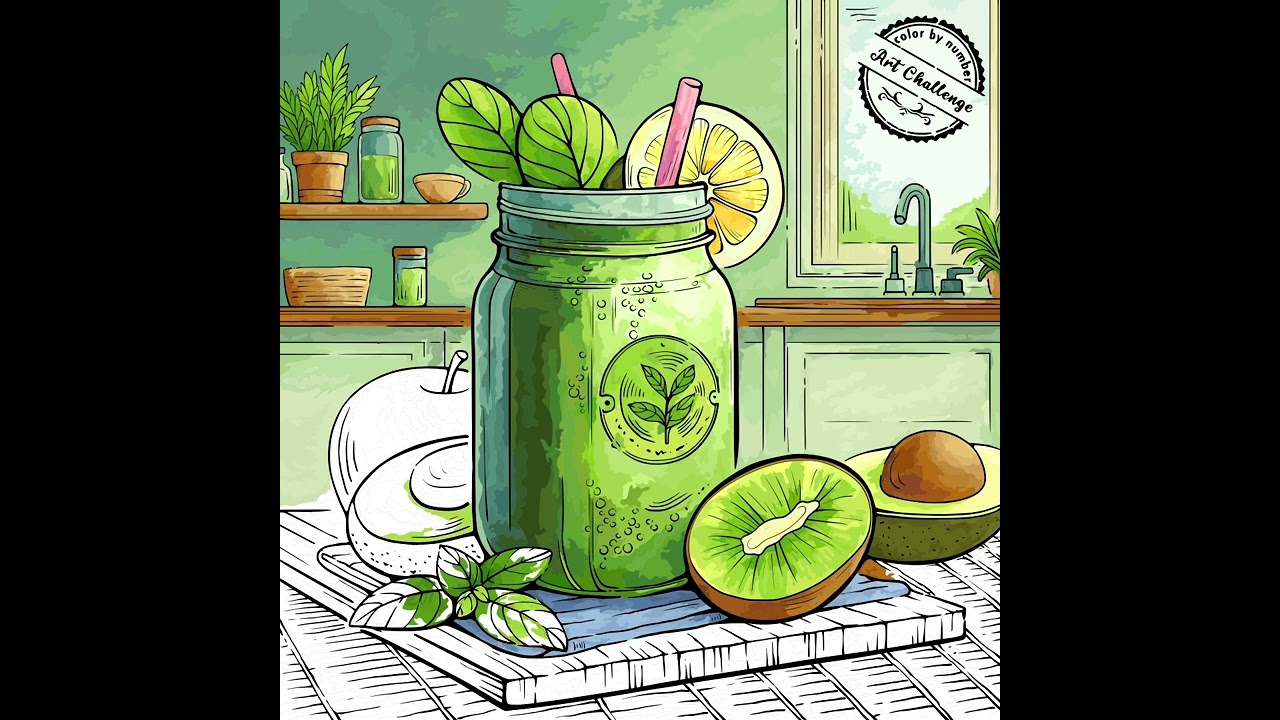 Fresh Citrus drink- colouring by numbers with @TheColourGrid