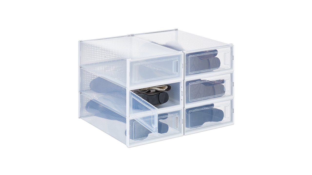 Cajas de zapatos de cartón, caja de zapatos transparente apilable para  almacenamiento con tapas, paquete de 6 (tamaño de zapatos planos)