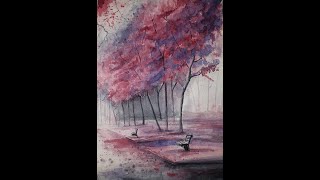 رسم منظر طبيعي 3 بالوان مائية| للمبتدئين|| Drawing landscape 3 in watercolor| For beginners