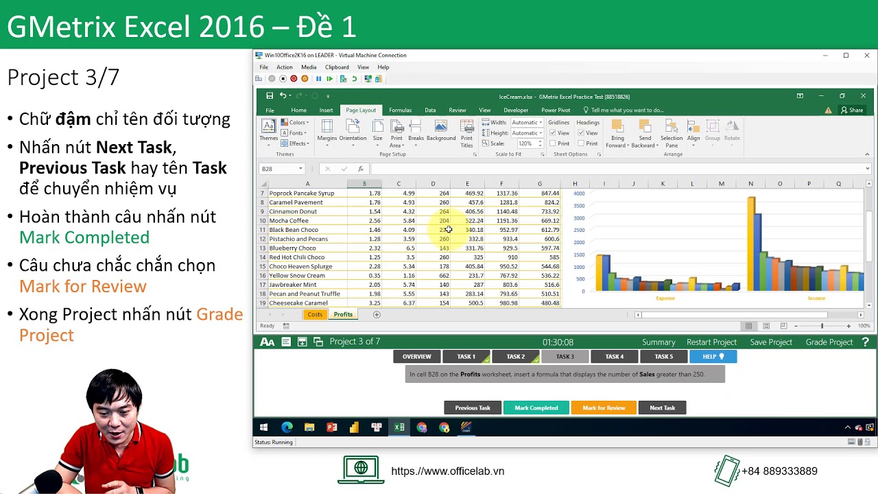 Giải đề MOS Excel 2016 77-727 - Project 3 - youtube