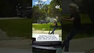 Teen on electric scooter collides with patrol car