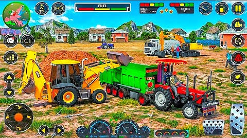 Jcb 3dx Eco Excellence Backhoe Machine Loading Red Mud In Mahindra 4WD Tractor and Swaraj Tractor