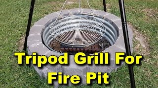 Tripod Grill Setup For Fire Pit, Fire Pit With Adjustable Grate