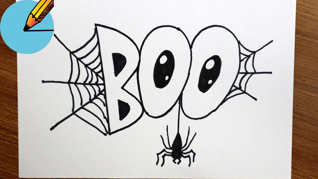 how to draw halloween stuff Boo Drawing YouTube