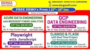 New Batches in Online & Class Room Training @ DURGASOFT