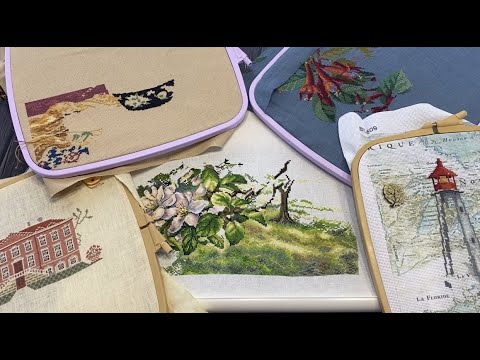 Вышивка крестом/Яблоневый сад/Семплер/Маяк/Дименшенс/Розы и фуксии ...