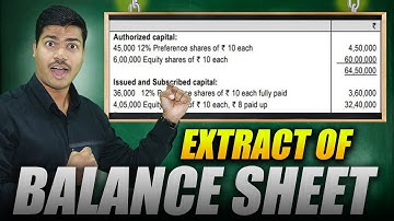 Extract of Balance sheet | Issue of shares. 6 Marks | Concept & Questions | Class 12 Board Exam 2025