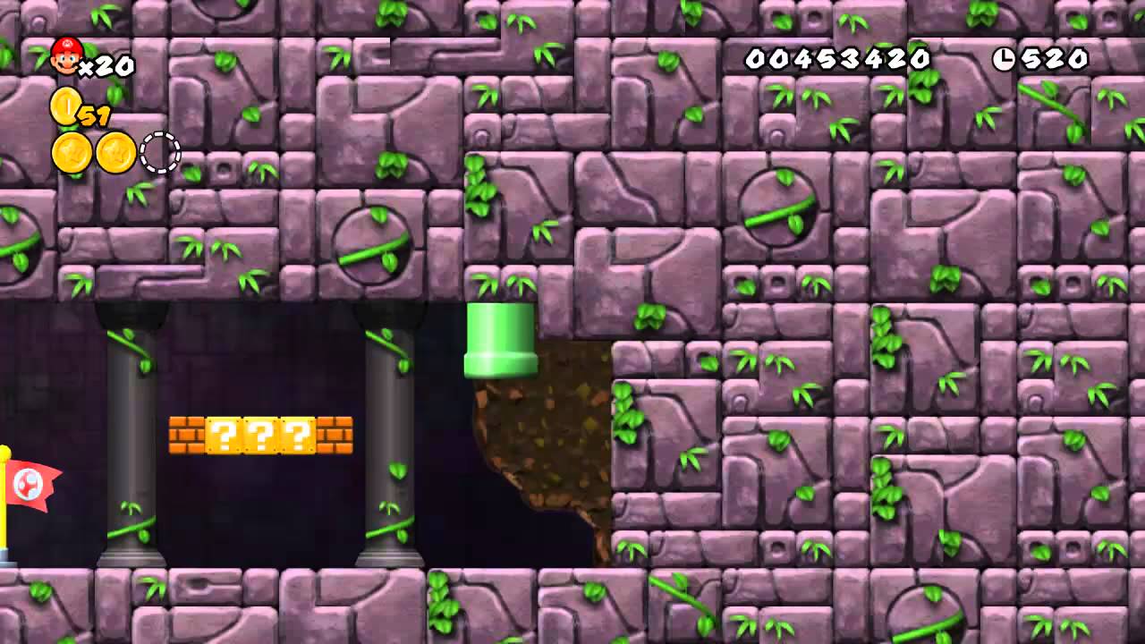 Newer Super Mario Bros. Wii - 1-Castle - Creepcrack Castle - Star Coins