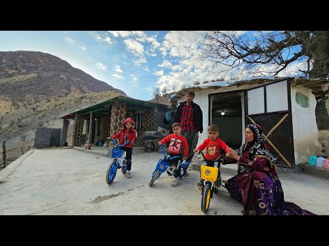 The happiness of the village children.  Babak and Kobra went to the city to buy bicycles🚴‍♂️🚴‍♀️🚴