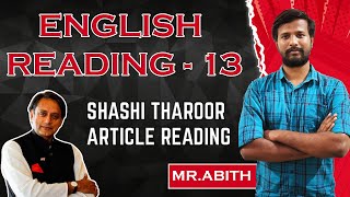 ENG READING -14 | SHASHI THAROOR ARTICLE READING | MR. ABITH