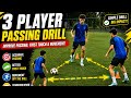 3 Players Passing Drill 🔥 | Improve Passing & Movement Fast ⚽