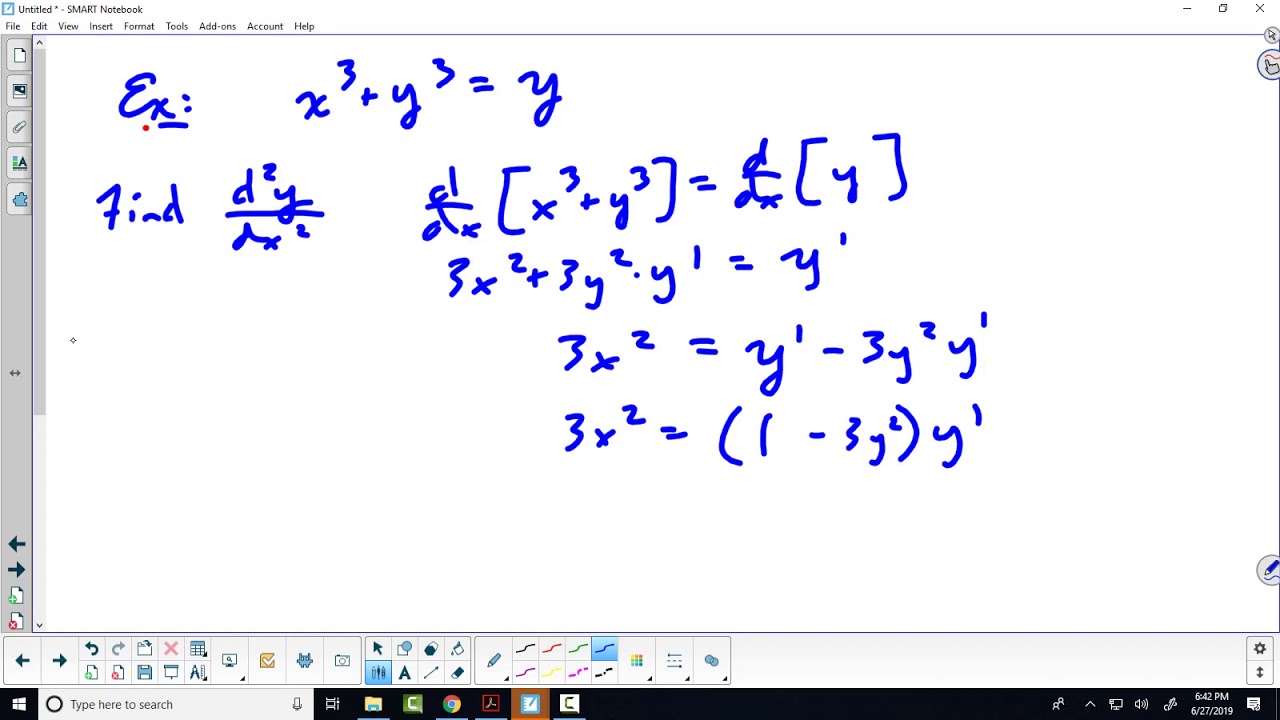 Sec. 3.8 Second Example of Implicit Differentiation - YouTube