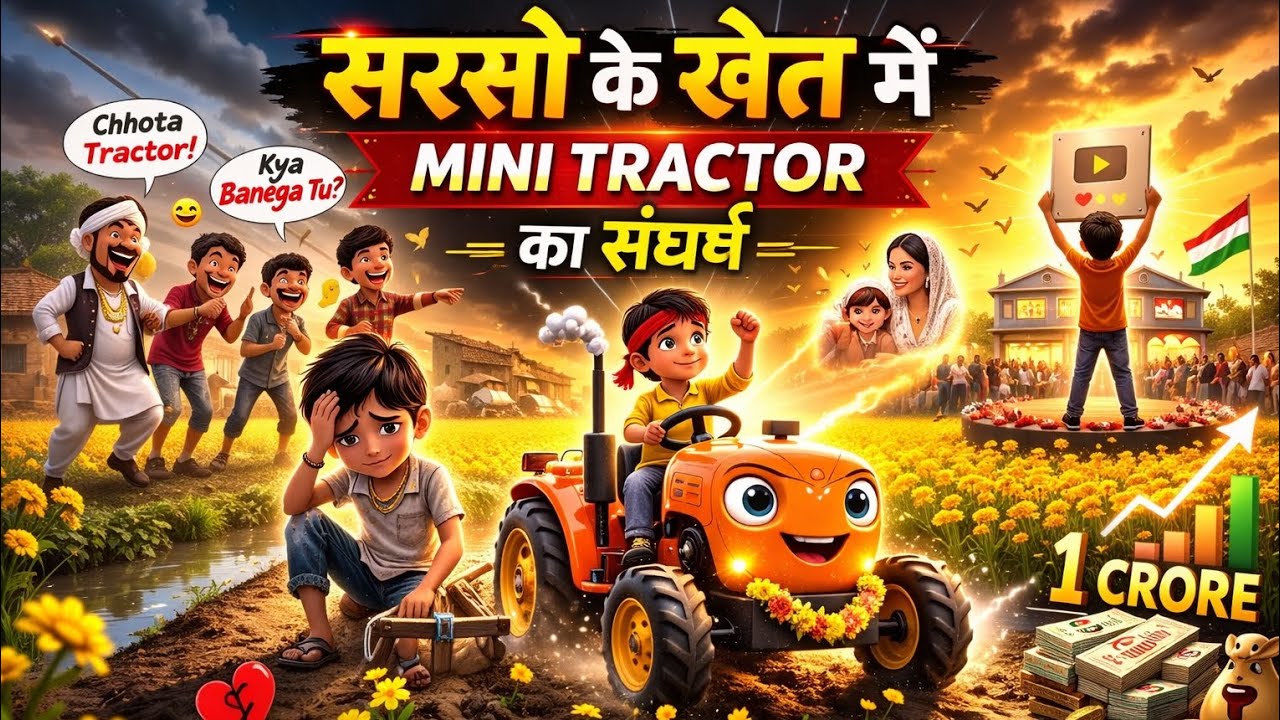 #Bachhe ka Mini Tractor Bana Hero 💪 | Village Cartoon Story#cartoon 