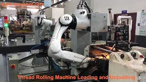 Thread rolling machine loading and unloading 1