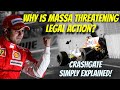 Why is massa threatening legal action  crashgate simply explained