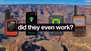 Grand Canyon Satellite Communicator Test - inReach, SPOT, ZOLEO, iPhone, Bullit