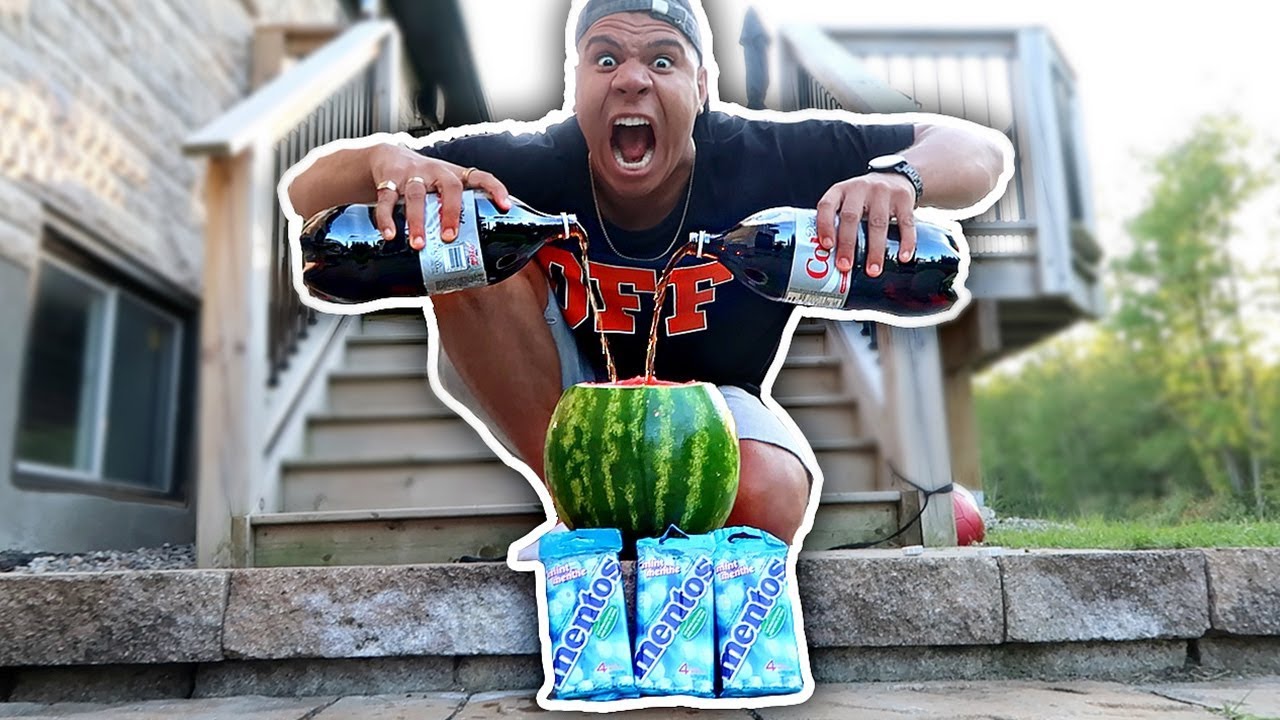 messy bun WATERMELON DIET COKE MENTOS EXPERIMENT!! (HUGE EXPLOSION)
