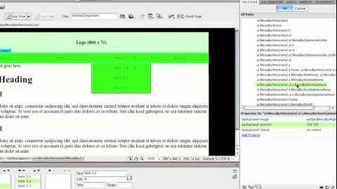 Inserting a Spry Horizontal Menu Bar Dreamweaver CS4 - some div id styling (Part2)