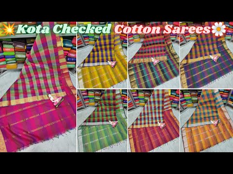 Kotta Checked cotton Sarees / festival offer price 450☺️ #kottacheckedcottonsarees