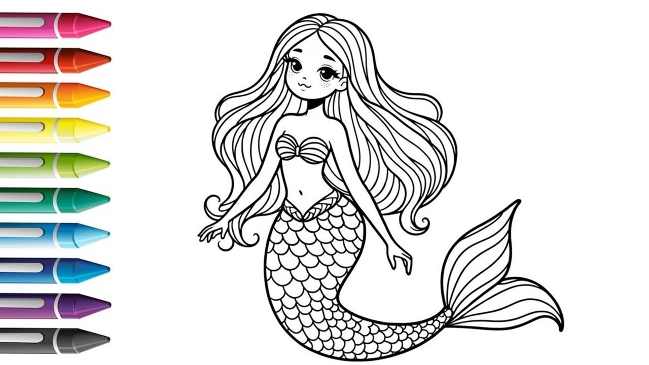 Рисование русалок для детей, раскрашивание и живопись для детей и малышей | Давайте рисовать вместе