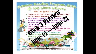 2020 Summer Reading Program Week 3 Preview