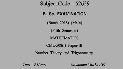 #bsc #3rd year 5th semster math #number #theory amd #trigonometry #previousyear #question #gju #kuk