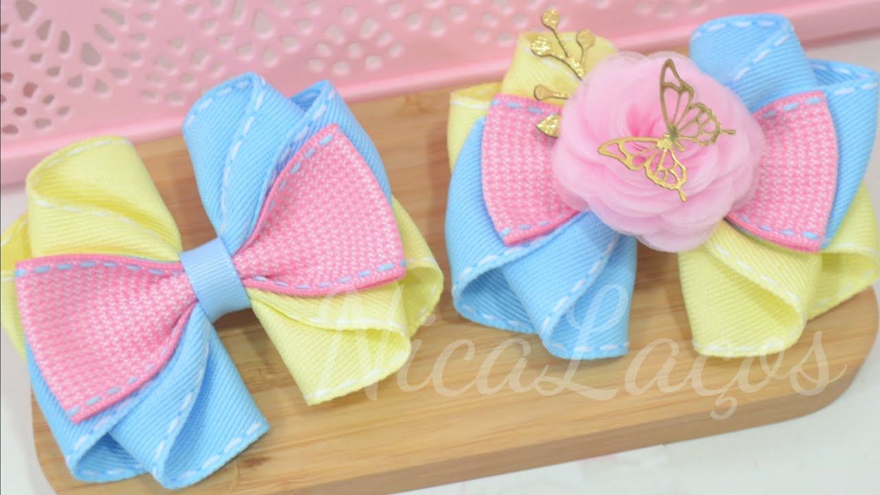 🎀 Laço Milena 2 com Gravatinha embutido - Lindo e charmoso! PAP - DIY - Ribbon bow hair