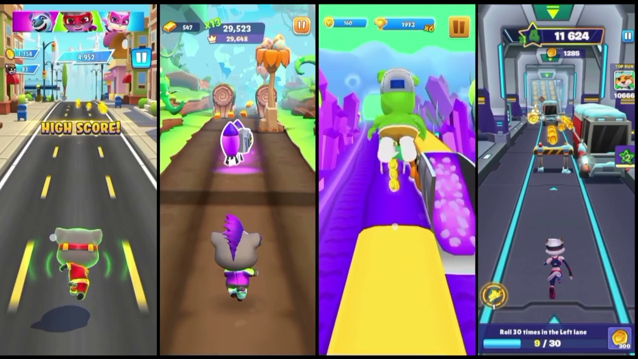 talking tom hero dash 🆚 talking tom time rush 🆚 gummy bear runner 🆚 runner heroes gameplay