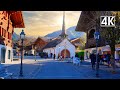 Gstaad Switzerland Walking tour through a Holiday Destination for Royalty and Celebrities 4K