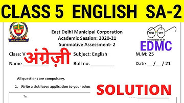 EDMC Class 5 English SA 2 Question Paper Solution