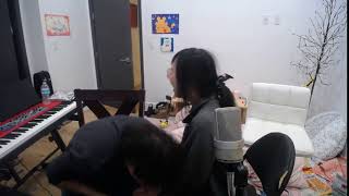 Michael Sticks A stick down his mouth.