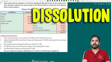 Dissolution of Partnership Firm (Practical Problem no 5, Page no 246 ) Class 12th by Brijesh sir