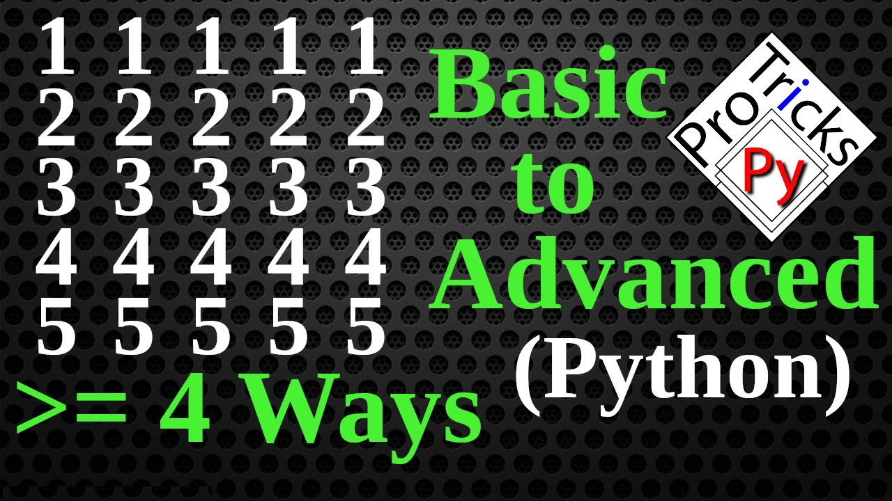 Python Pattern Program - Printing Numbers in Python | Number Pattern