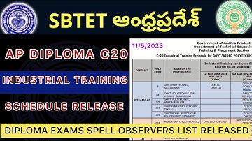 AP DIPLOMA C20 INDUSTRIAL TRAINING SCHEDULE RELEASED | EXAM SPELL OBSERVERS ANNOUNCED