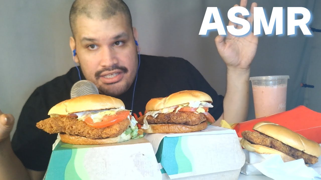 Asmr eating every McCrispy/Chicken Sandwich From Mcdonalds
