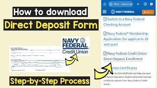 Direct Deposit Form Navy Federal Credit Union | Direct Deposit Enrollment | Payroll Deposit Slip
