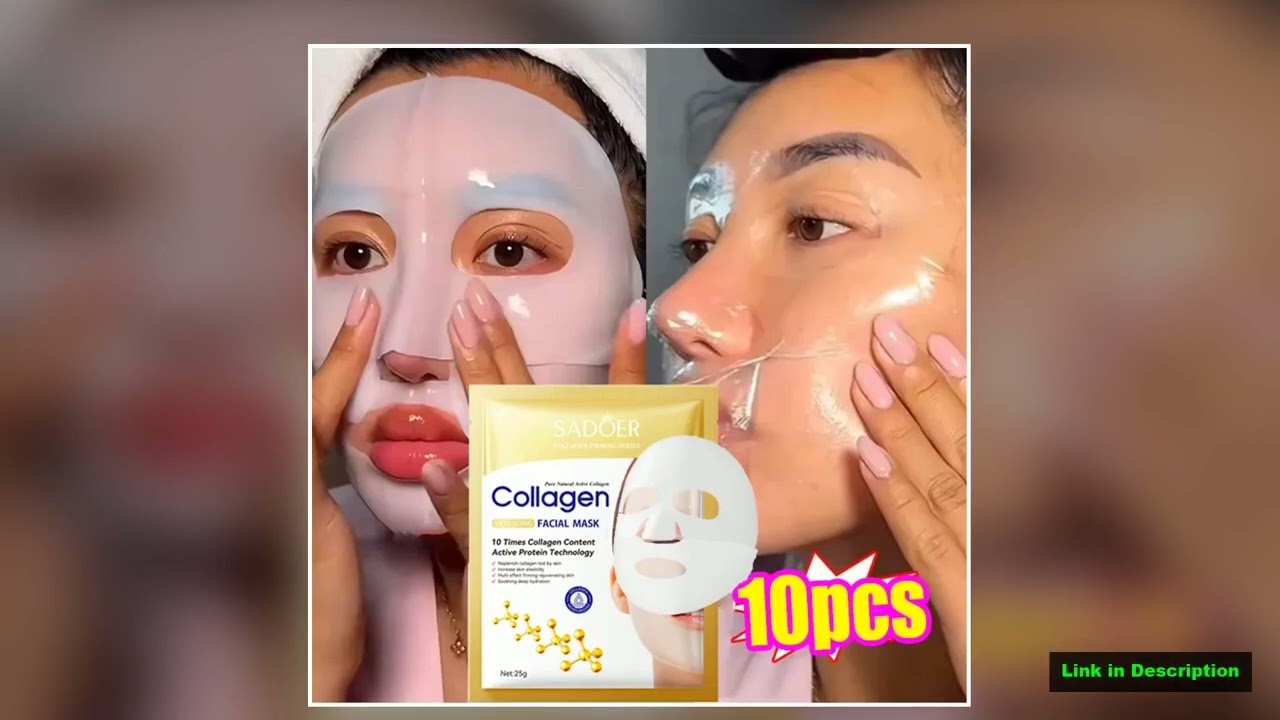 10PCS Collagen Anti Wrinkle Facial Mask Anti Aging Fade Fine Lines Firm Skin Moisturizing