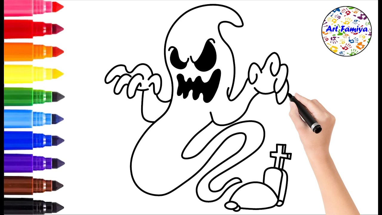 HOW TO DRAW A HALLOWEEN FOLDING SURPRISE EASY 👻 (SKELETON GRAVE) EASY