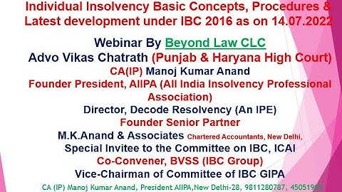 Webinar on Personal Guarantor Insolvency under IBC Code, 2016
