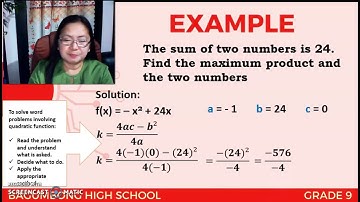 SOLVING PROBLEM INVOLVING QUADRATIC FUNCTION