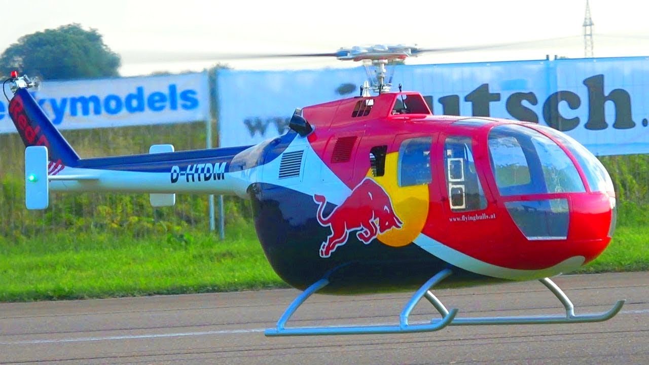 XXL REDBULL BO-105 RC SCALE HELICOPTER 3D FLIGHT DEMONSTRATION - YouTube