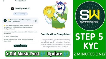 Sunwave KYC 5 old Music x post verification  step by step || Sunwave KYC  #kyc #sunwavekyc