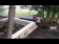 Building Stone Pillars for the Terrace of the Log Cabin